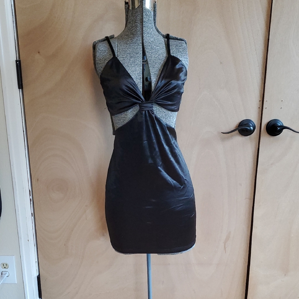 Elegant Black Satin Dress